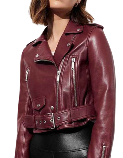 13 Reasons Why Alisha Boe (Jessica Davis) Maroon Leather Jacket