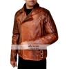 Rustic Vintage Quilted Men Brown Motorcycle Jacket
