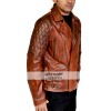 Rustic Vintage Quilted Men Brown Motorcycle Jacket