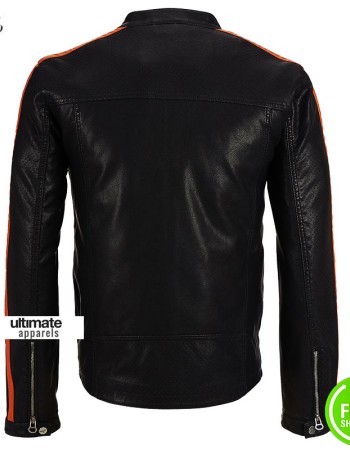 Wilsons Leather Mens Stripe Sleeve Faux Jacket