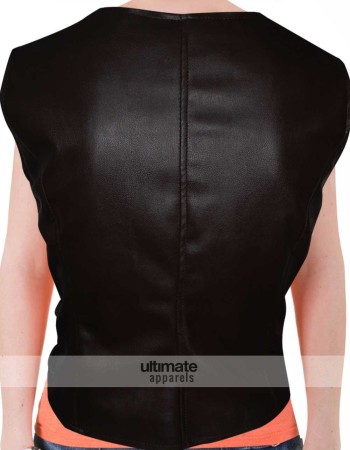 Women's Slim Fit Brown Faux Moto Vest