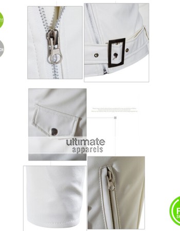 Belted Rider White Motorcycle Men's Jacket 