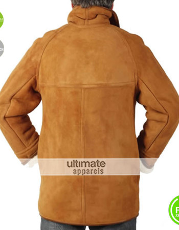 Men Classic Sheepskin Camel Brown Coat 