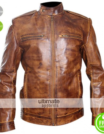 Men Designer Rider Bronze Leather Jacket