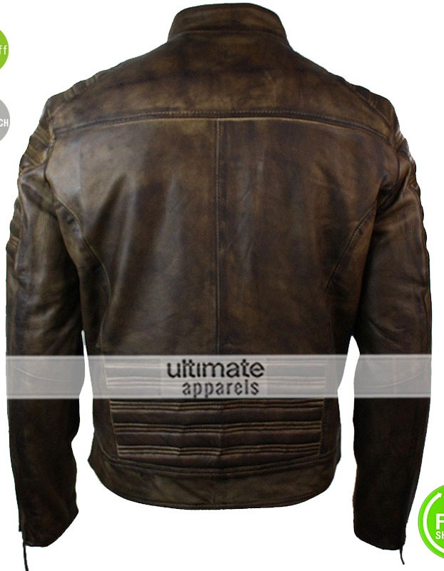 Men Retro Vintage Distressed Leather Jacket