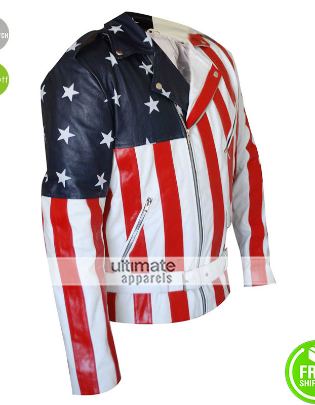 American Flag 2016 Men’s Rider Faux Leather Jacket 