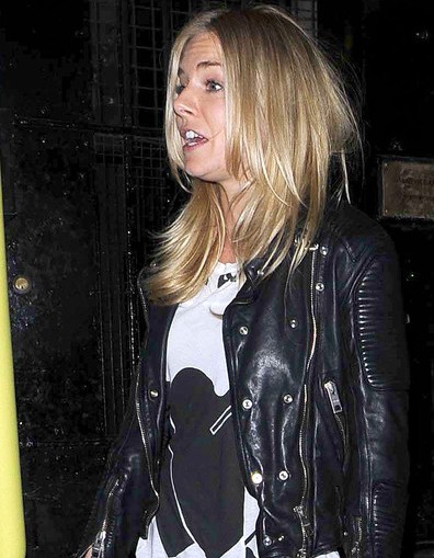 Sienna Miller Burberry Black Biker Leather Jacket