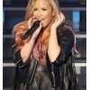 Demi Lovato Fringe Black Biker Moto Leather Jacket