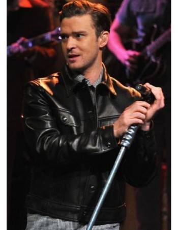 Justin Timberlake Black Leather Jacket