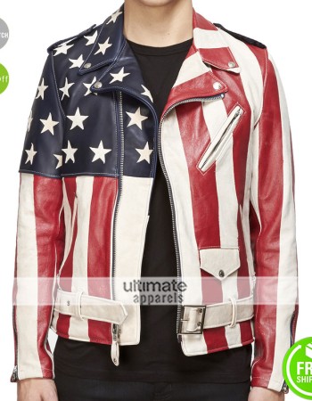 Meek Mill Perfecto American Flag Biker Leather Jacket