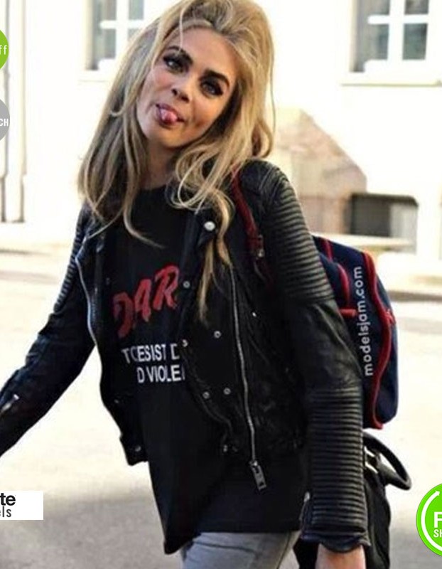 Cara Delevingne Burberry Stylish Black Leather Jacket Top