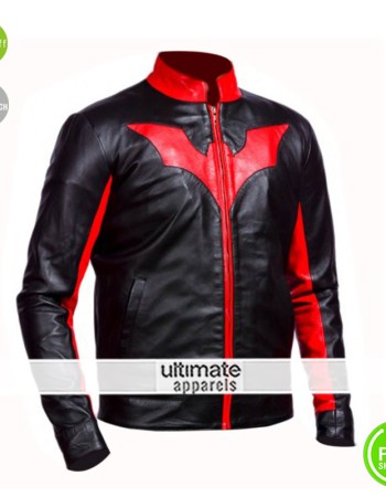 Batman Beyond Bruce Wayne Biker Red Contrast Jacket