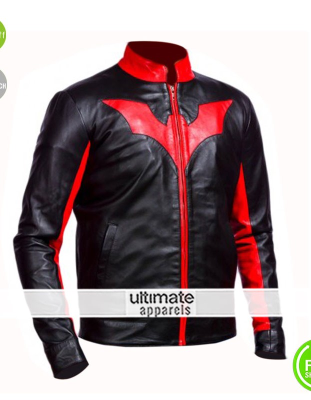 Batman Beyond Bruce Wayne Biker Red Contrast Jacket