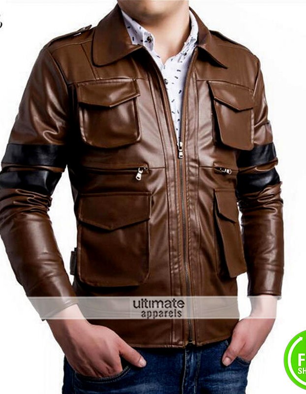 Four Pocket Chocolate Brown Jacket With Stripes