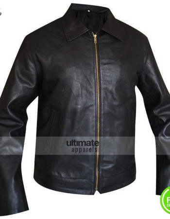 Men Black Casual Leather Jacket
