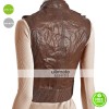 Designers Women Brown Leather Bomber Vest