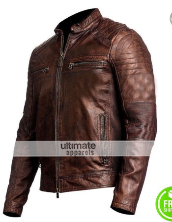 Cafe Racer 2016 Biker Brown Leather Jacket