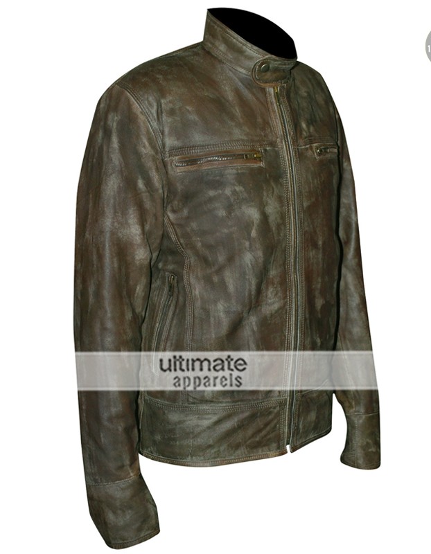 Distressed Wax Men's Vintage Cafe Racer Biker Jacket
