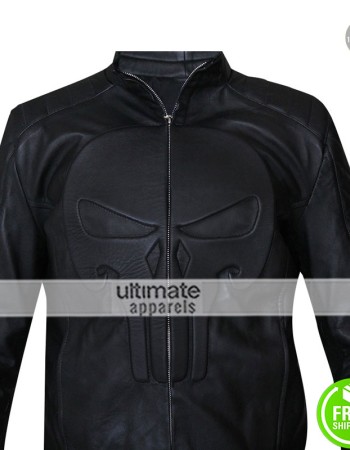 Punisher Black Skull Cosplay Biker Leather Jacket