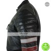 Mens Black Racing Stripes Quilted Casual Fit Jacket