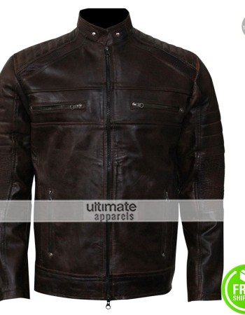 Cafe Racer Vintage 2017 Dark Brown Motorcycle Leather Jacket