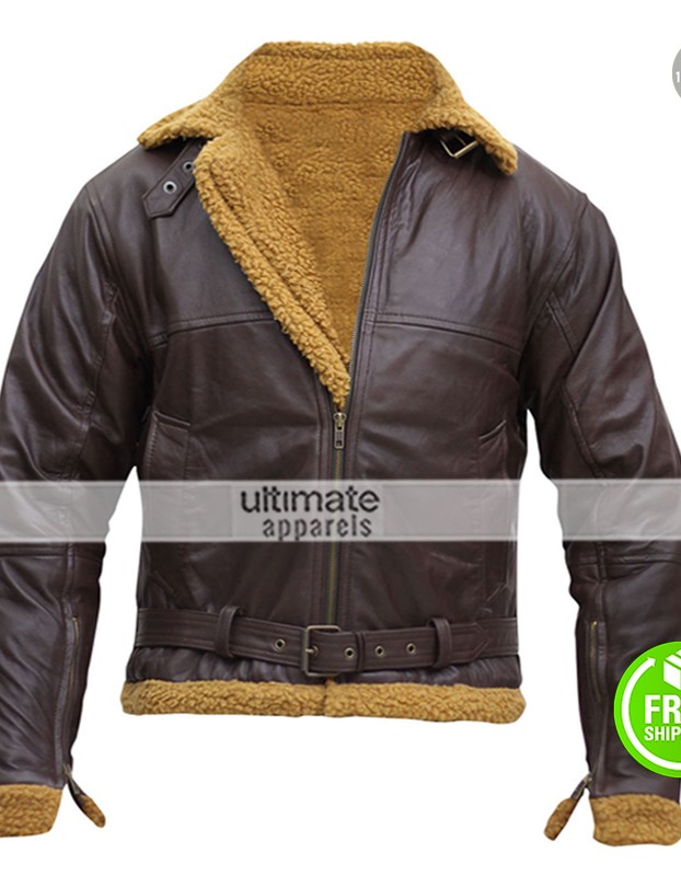 B3 Ginger Aviator Shearling Sheepskin Bomber Jacket
