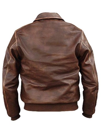 A2 Aviator Air Force Pilot Men Vintage Distressed Brown Leather Bomber Jacket