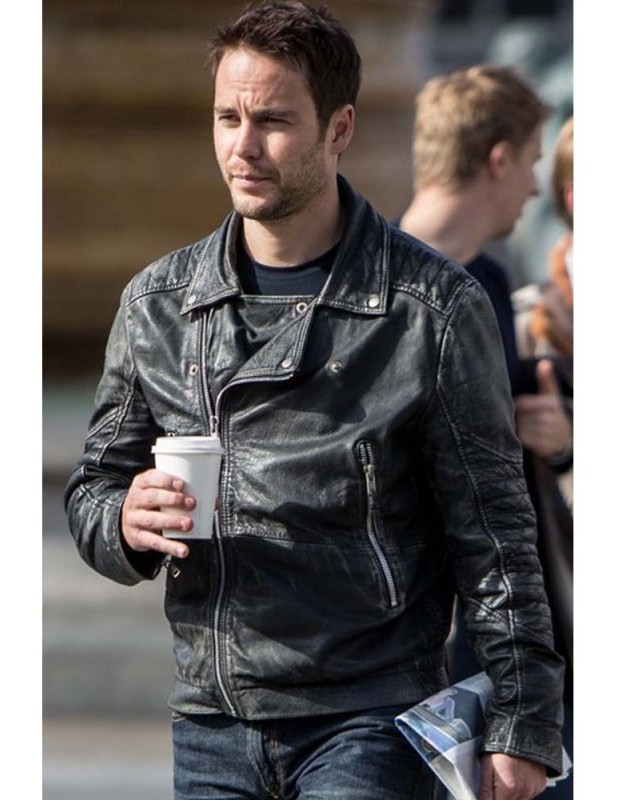 Taylor Kitsch Movie  Distressed Black American Assassin Leather Jacket