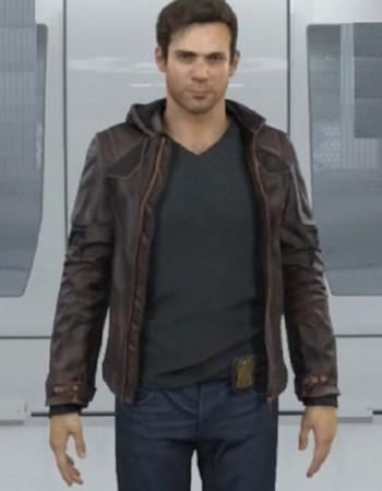 Detroit Become Human Gavin Reed Brown Leather Hooded Jacket