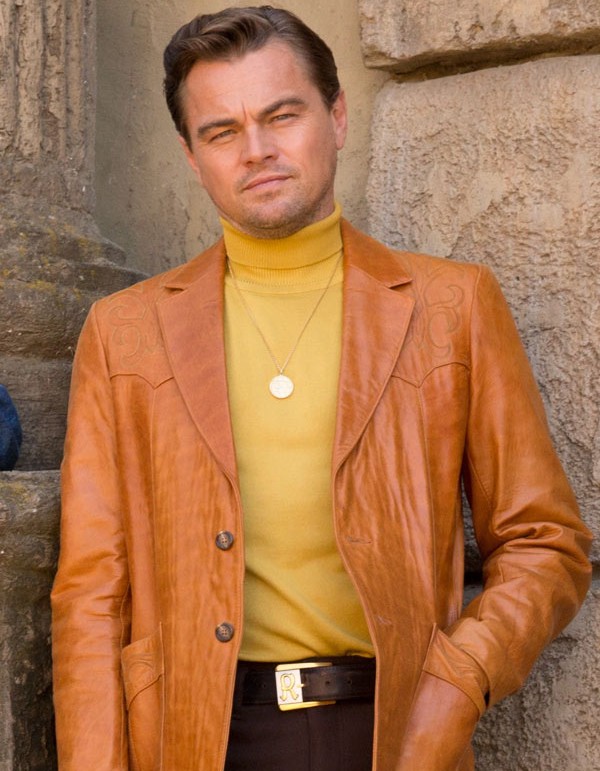 Once Upon a Time in Hollywood Leonardo DiCaprio (Rick Dalton) Brown Leather Blazer Coat