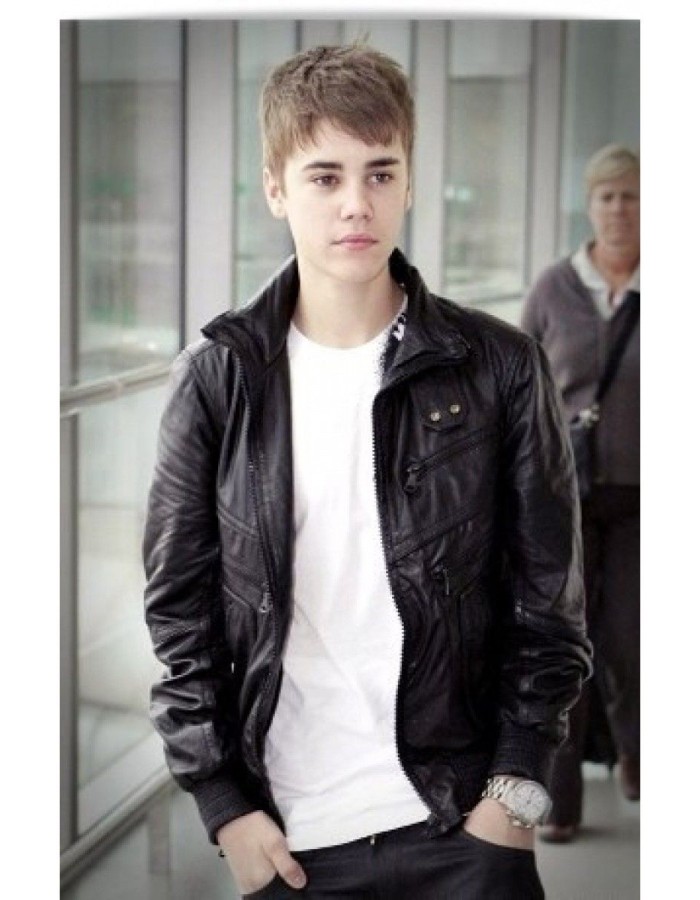 Justin Bieber Heathrow Airport Black Leather Jacket 