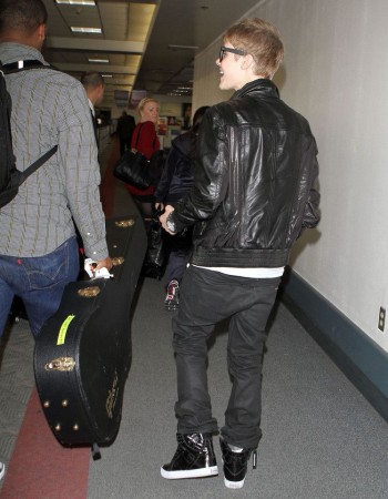 Justin Bieber Heathrow Airport Black Leather Jacket 