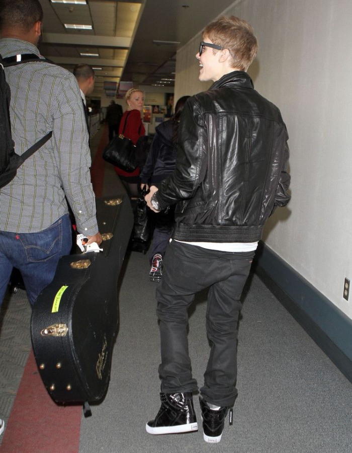 Justin Bieber Heathrow Airport Black Leather Jacket 