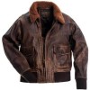 G1 Fur Collar Air Force Aviator Men Distressed Genuine Leather Jacket