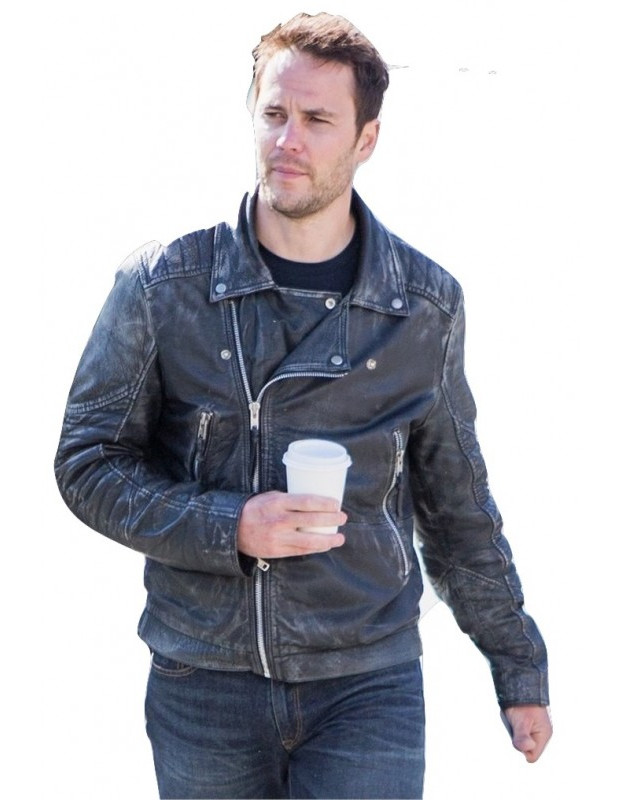 Taylor Kitsch Movie  Distressed Black American Assassin Leather Jacket
