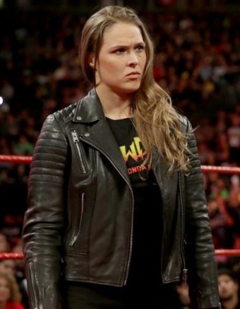 RONDA ROUSEY WWE BLACK MOTORCYCLE LEATHER JACKET