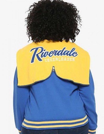 Riverdale R Logo Cheer Girls Blue Bomber Cotton Hoodie Varsity Jacket