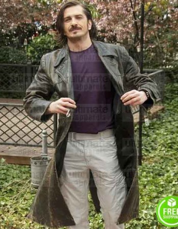 A PERFECT DAY FEDJA STUKAN (DAMIR) DISTRESSED LEATHER COAT