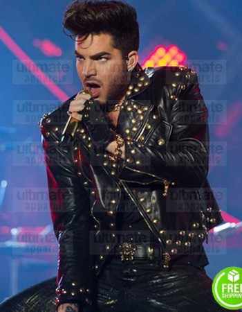 ADAM LAMBERT CONCERT 2018 BLACK BIKER LEATHER JACKET