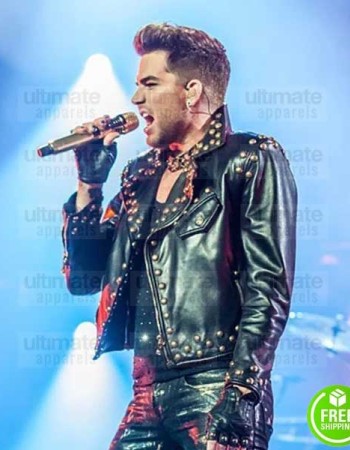 ADAM LAMBERT CONCERT 2018 BLACK BIKER LEATHER JACKET
