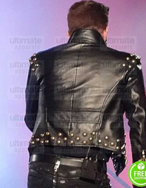 ADAM LAMBERT CONCERT 2018 BLACK BIKER LEATHER JACKET