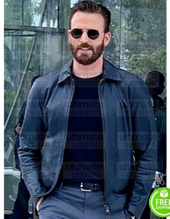 CHRIS EVANS APPLE EVENT 2019 BLACK LEATHER JACKET