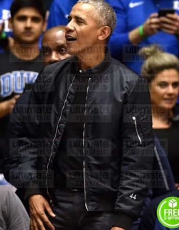 BARAK OBAMA BLACK SATIN BOMBER JACKET