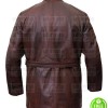 MENS BELTED BROWN DISTRESSED LEATHER JACKET