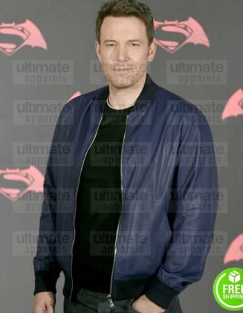 BEN AFFLECK BLUE BOMBER LEATHER JACKET