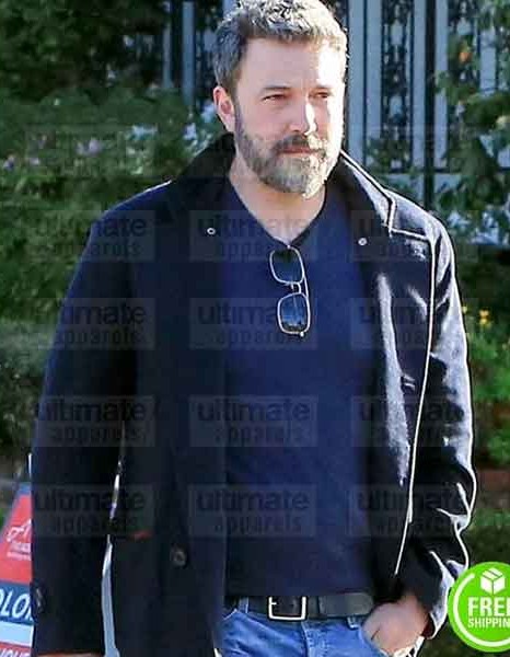 BEN AFFLECK BLUE WOOL COAT