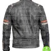 BLACK DISTRESSED LEATHER WITH STRIPES JACKET