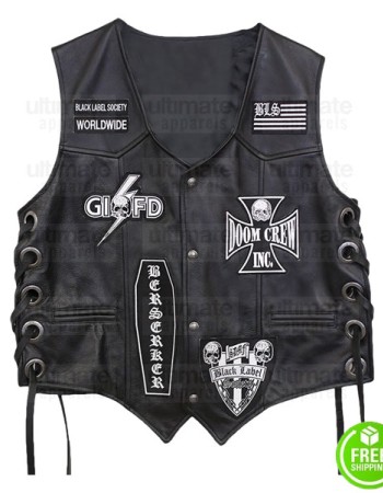 BLACK LABEL SOCIETY BAND BLACK LEATHER VEST