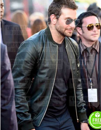 BRADLEY COOPER GREEN BOMBER LEATHER JACKET