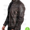 BROWN DISTRESSED LEATHER MOTORCYCLE JACKET
